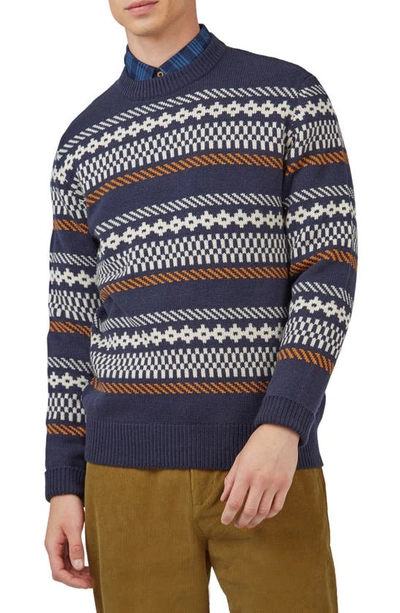Shop Ben Sherman Fair Isle Wool Blend Sweater In Marine