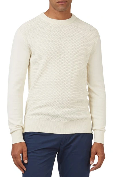 Shop Ben Sherman Textured Front Cotton Sweater In Ivory