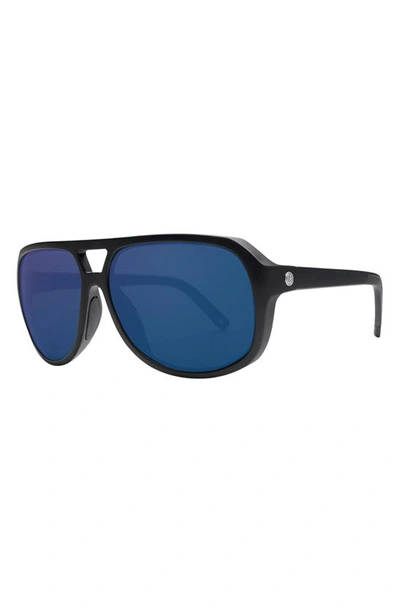 Shop Electric Stacker 50mm Small Tinted Polarized Sunglasses In Matte Black/ Blue Polar Pro