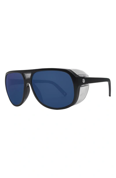 Shop Electric Stacker 50mm Small Tinted Polarized Sunglasses In Matte Black/ Blue Polar Pro