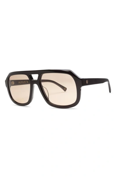 Shop Electric Augusta 57mm Square Sunglasses In Gloss Black/ Amber