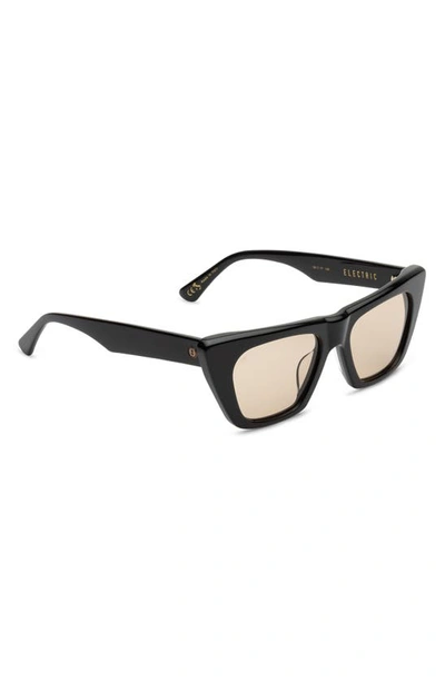 Shop Electric Noli 52mm Polarized Cat Eye Sunglasses In Gloss Black/ Amber