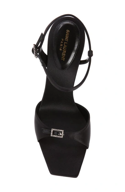 Shop Saint Laurent Vitti Crystal Buckle Ankle Strap Sandal In Black