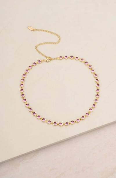 Ettika Cubic Zirconia Bezel Necklace In Pink