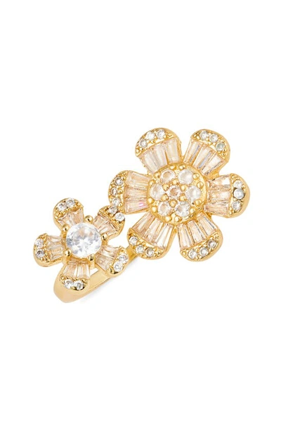 Shop Ben Oni Flora Double Flower Open Ring In Gold