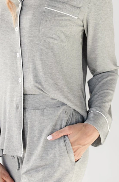 Cozy Earth Long Sleeve Knit Pajama Top In Grey