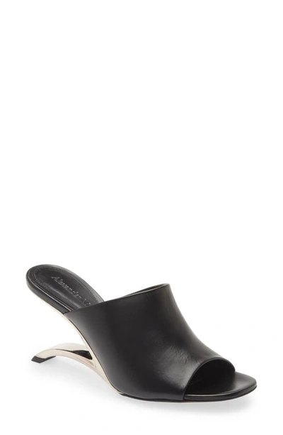 Shop Alexander Mcqueen Arc Slide Sandal In Black/ Silver