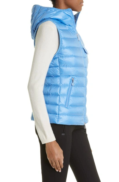 Shop Moncler Glygos Quilted Nylon Hooded Down Vest In Blue