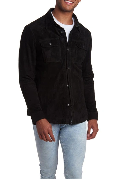 Shop Pino By Pinoporte Suede Long Sleeve Shirt Jacket In Black