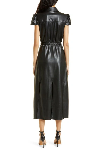 Shop Alice And Olivia Miranda Cap Sleeve Faux Leather Shirtdress In Black