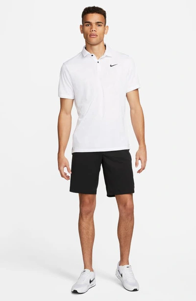 Shop Nike Dri-fit Tour Jacquard Golf Polo In White/ Black