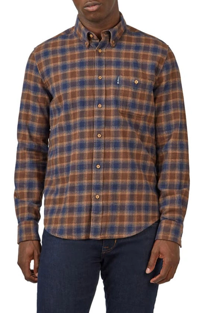 Shop Ben Sherman Check Cotton Button-down Shirt In Peat