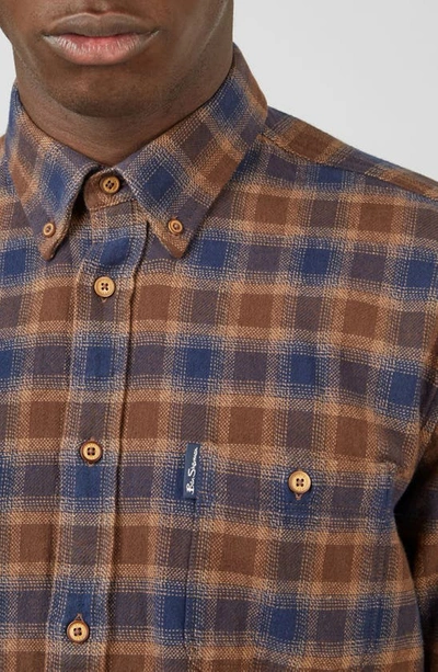 Shop Ben Sherman Check Cotton Button-down Shirt In Peat