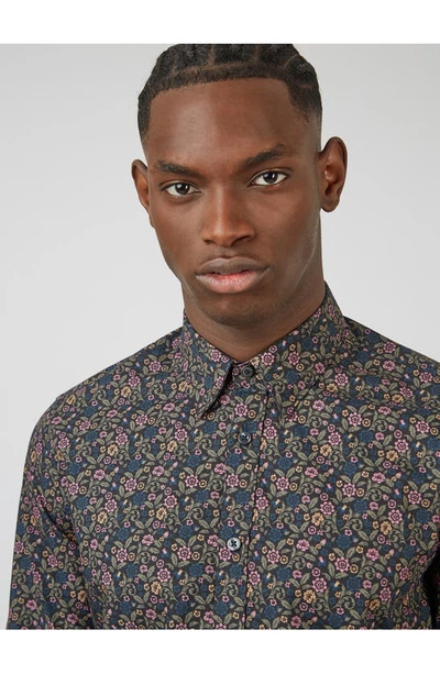 Shop Ben Sherman Floral Cotton Button-down Shirt In Camouflage