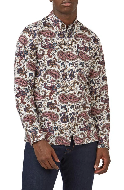 Shop Ben Sherman Paisley Cotton Button-down Shirt In Grape