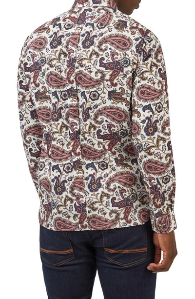 Shop Ben Sherman Paisley Cotton Button-down Shirt In Grape