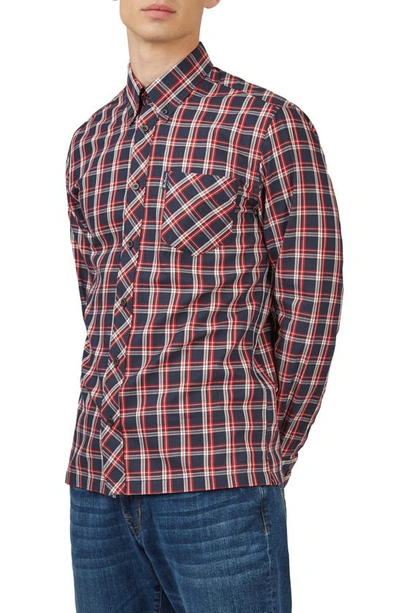 Shop Ben Sherman Check Cotton Button-down Shirt In Red