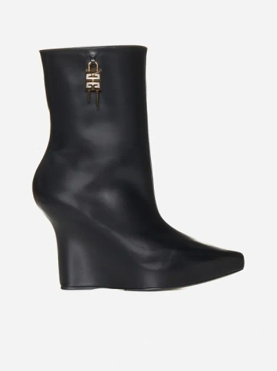 Shop Givenchy G-lock Leather Ankle Boots In Black