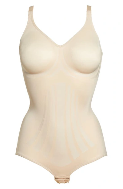 Miraclesuit Fit Sense Shaping Bodysuit In Warm Beige