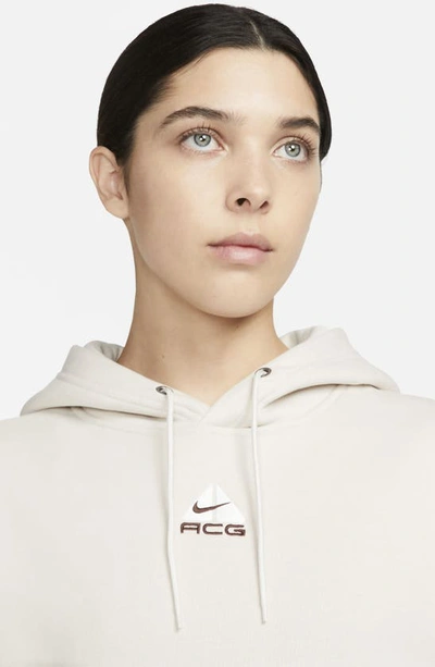 Shop Nike Acg Therma-fit Tuff Fleece Hoodie In Light Orewood Brown/ White