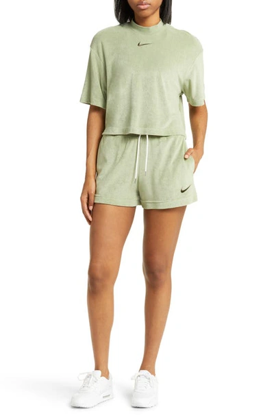 Shop Nike Sportswear Terry Shorts In Oil Green/ Cargo Khaki