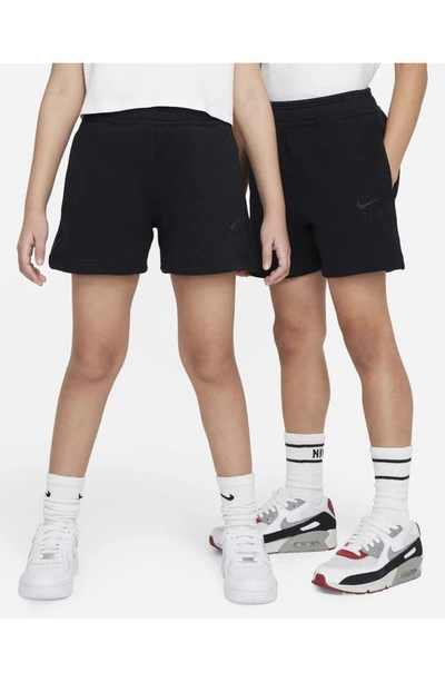 Shop Nike Kids' Air French Terry Shorts In Black/ Black