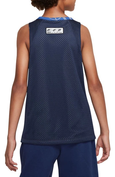 Shop Nike Kids' Culture Of B-ball Jersey In Midnight Navy/ White
