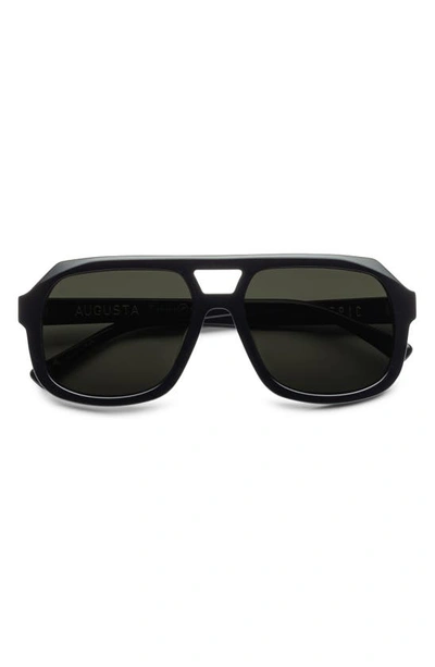 Shop Electric Augusta 57mm Polarized Square Aviator Sunglasses In Gloss Black/ Grey Polar