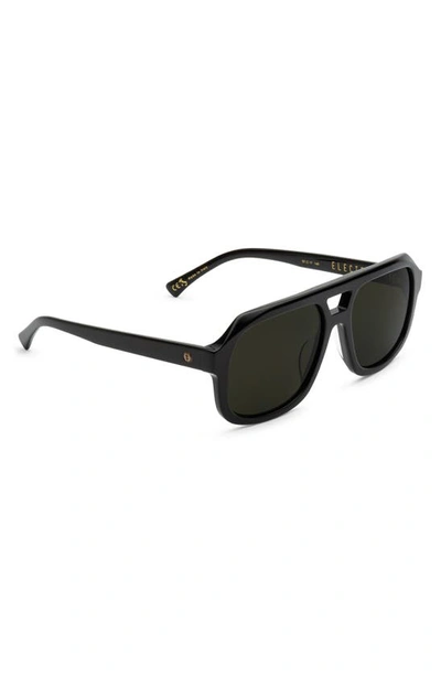 Shop Electric Augusta 57mm Polarized Square Aviator Sunglasses In Gloss Black/ Grey Polar