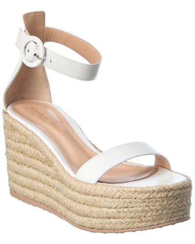 Shop Gianvito Rossi 45 Leather Wedge Sandal In White