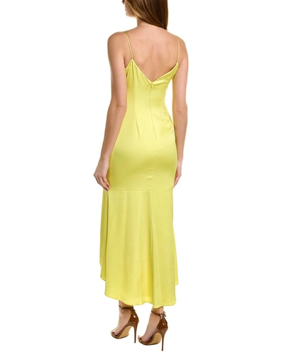Shop Aidan Mattox Hammered Satin Midi Dress In Yellow