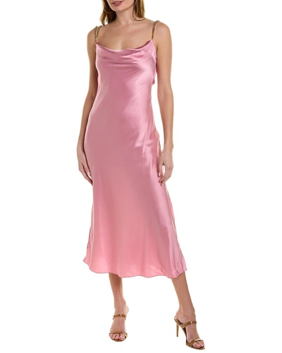 Shop Aiifos Talia Silk Midi Dress In Pink