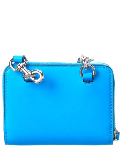 Shop Valentino Vltn Leather Wallet On Strap In Blue