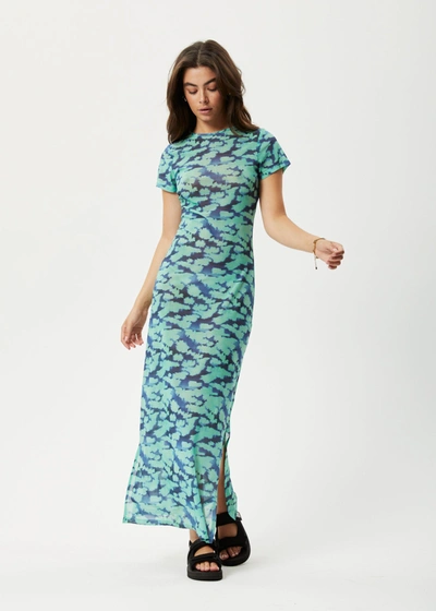Shop Afends Recycled Sheer Maxi Dress In Colour-blue
