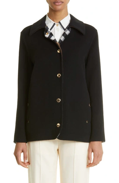 Shop Burberry Ashill Double Face Wool Barn Jacket In Birch Brown Ip Chk