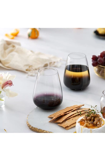 Shop Joyjolt Set Of 4 Black Swan Stemless Wine Glasses In Clear