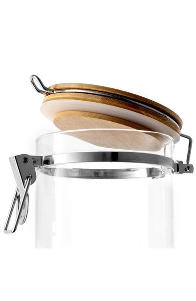 Joyjolt Set Of 2 Glass Storage Jars With Airtight Bamboo Clamp Lids In Clear