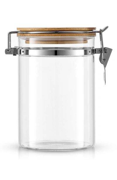 Joyjolt Set Of 2 Glass Storage Jars With Airtight Bamboo Clamp Lids In Clear