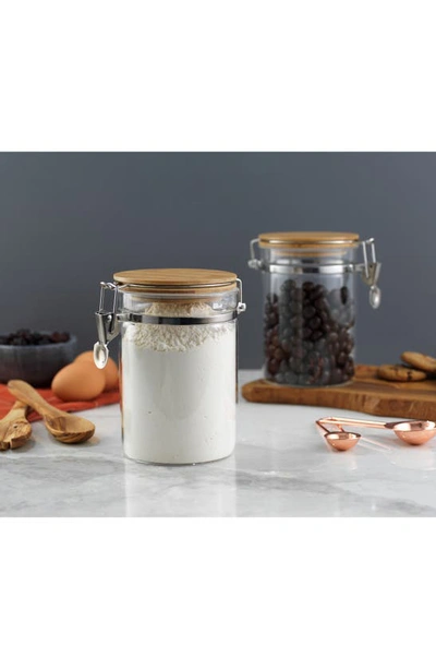 Joyjolt Set Of 2 Glass Storage Jars With Airtight Bamboo Clamp Lids In Clear
