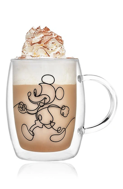 Joyjolt Disney Mickey And Pluto Coffee Mugs Set, 2 Piece In Clear