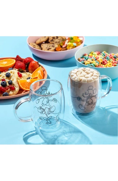Joyjolt Disney Mickey And Pluto Coffee Mugs Set, 2 Piece In Clear