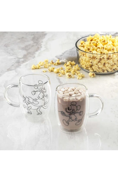 Joyjolt Disney Mickey And Pluto Coffee Mugs Set, 2 Piece In Clear