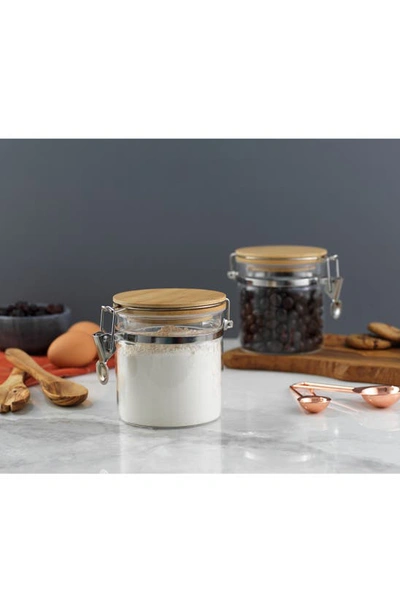 Joyjolt Bamboo Lid Storage Jar In Clear