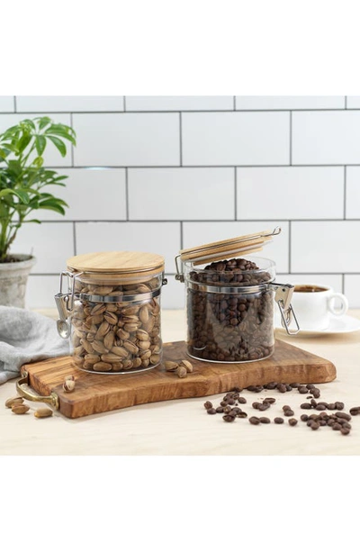 Joyjolt Bamboo Lid Storage Jar In Clear