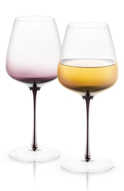 Shop Joyjolt Set Of 2 Black Swan Wine Glasses In Clear