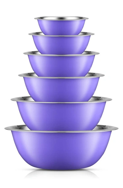 Shop Joyjolt Stainless Steel Mixing Bowls In Purple