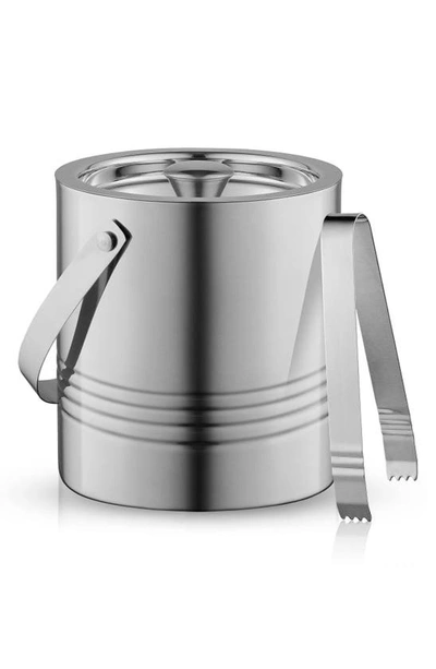 Shop Joyjolt Doube Wall Stainless Steel Ice Bucket Set In Silver