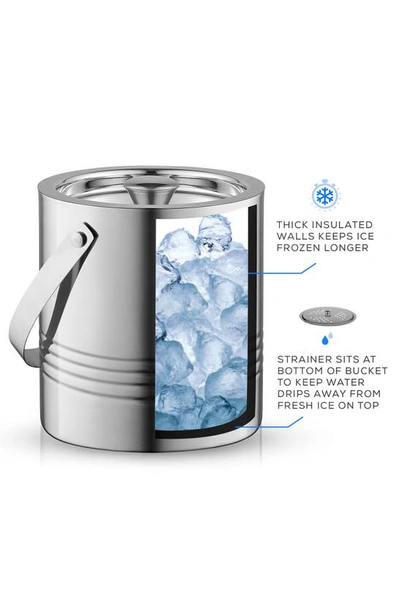 Shop Joyjolt Doube Wall Stainless Steel Ice Bucket Set In Silver
