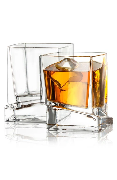 Shop Joyjolt Carre Square Heavy Base Crystal Whiskey Glass In Clear