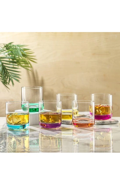 Joyjolt Hue Colored Double Old Fashion Glass In Multi